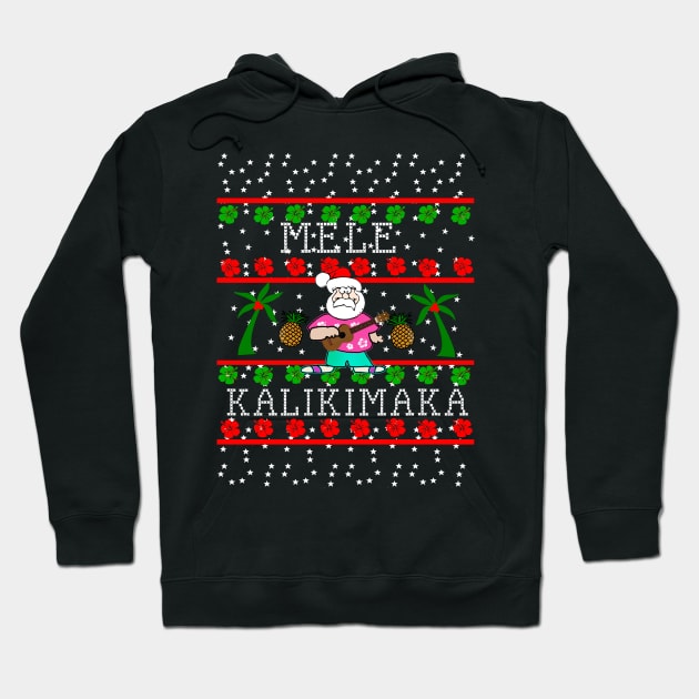 Ugly Christmas Sweater Hawaii Hula Santa Hoodie by Scarebaby